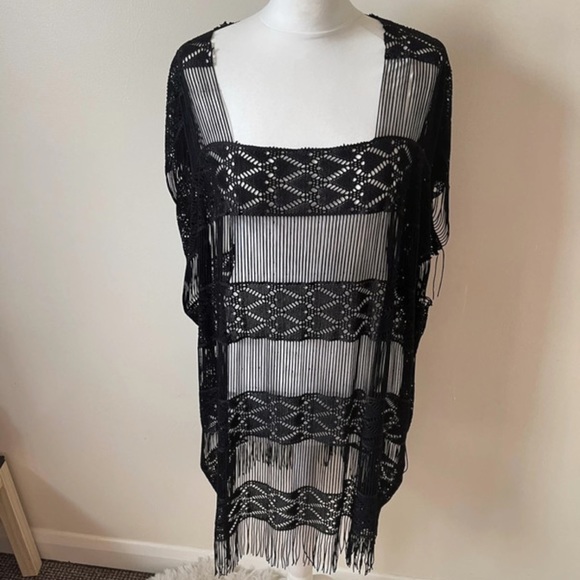 Vintage Black crotchet beach wear size 10 Hello Bikini cover up - Picture 3 of 10